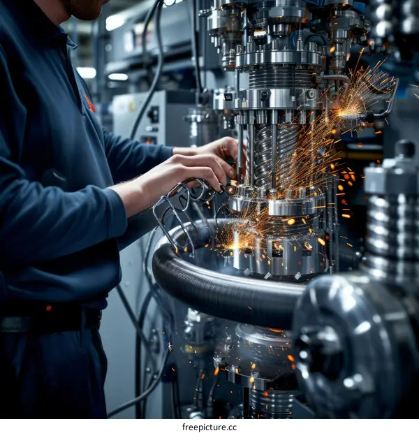 technician working on a complex machine