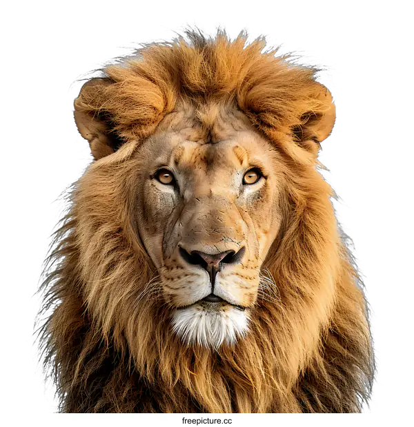 [Transparent Background PNG]Close up of a male lion staring at the camera
