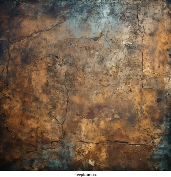 Abstract Blue Cracked Surface Painting