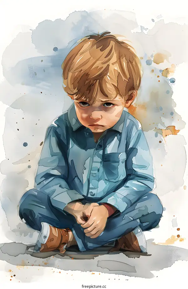 Little boy looking sad