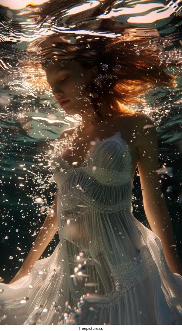 Surreal Underwater Portrait of a Woman in White