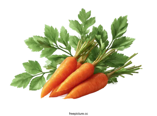 [Transparent Background PNG]Fresh Baby Carrots with Greens