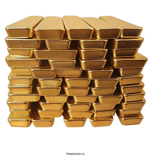 [Transparent Background PNG]Golden Gold Bars Stacked High