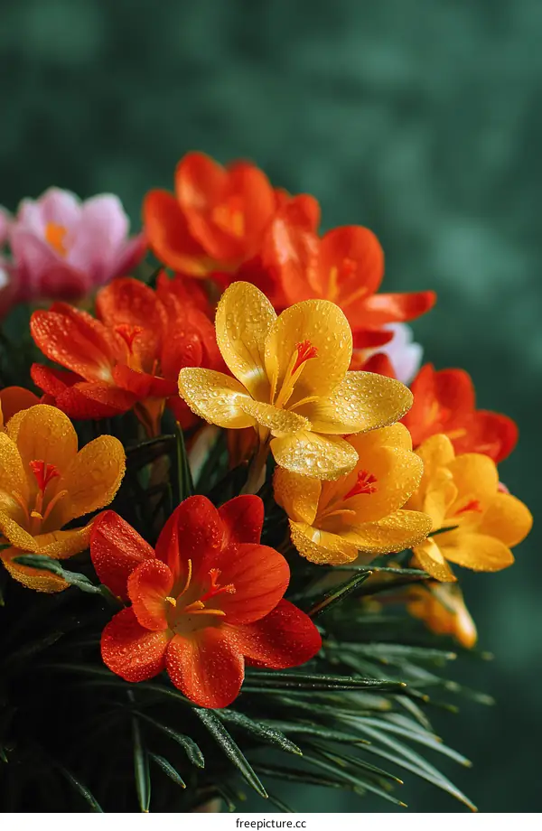 Spring Crocus Bouquet Close Up
