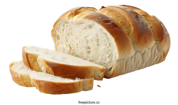 [Transparent Background PNG]Freshly Baked Loaf of White Bread Sliced