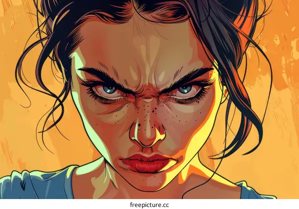 Portrait of an angry young woman