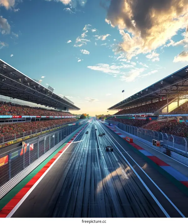 Formula One cars racing on a track