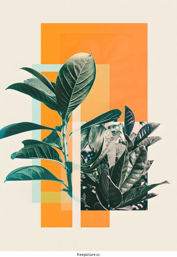 Minimalist Green Plant Leaves Collage Art Poster