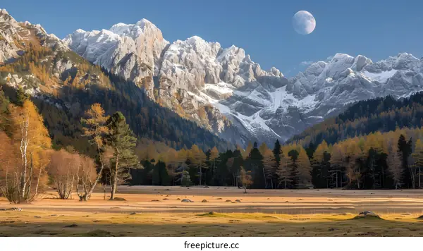 mountain moonlit night landscape