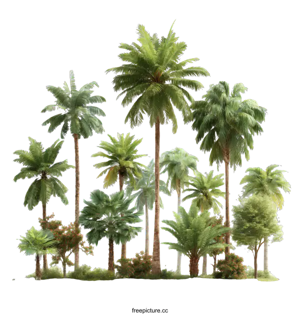 [Transparent Background PNG]Tropical Palm Trees Collection Illustration