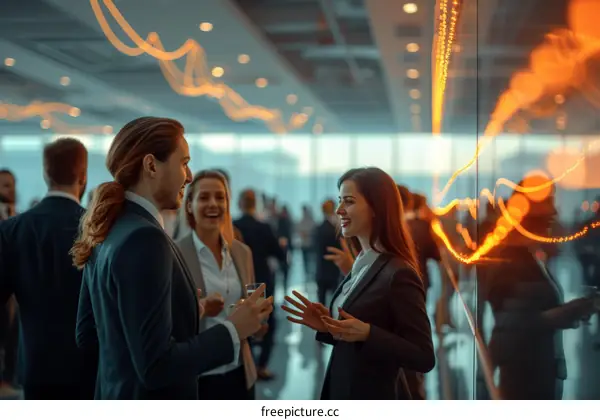 Business people networking at a conference