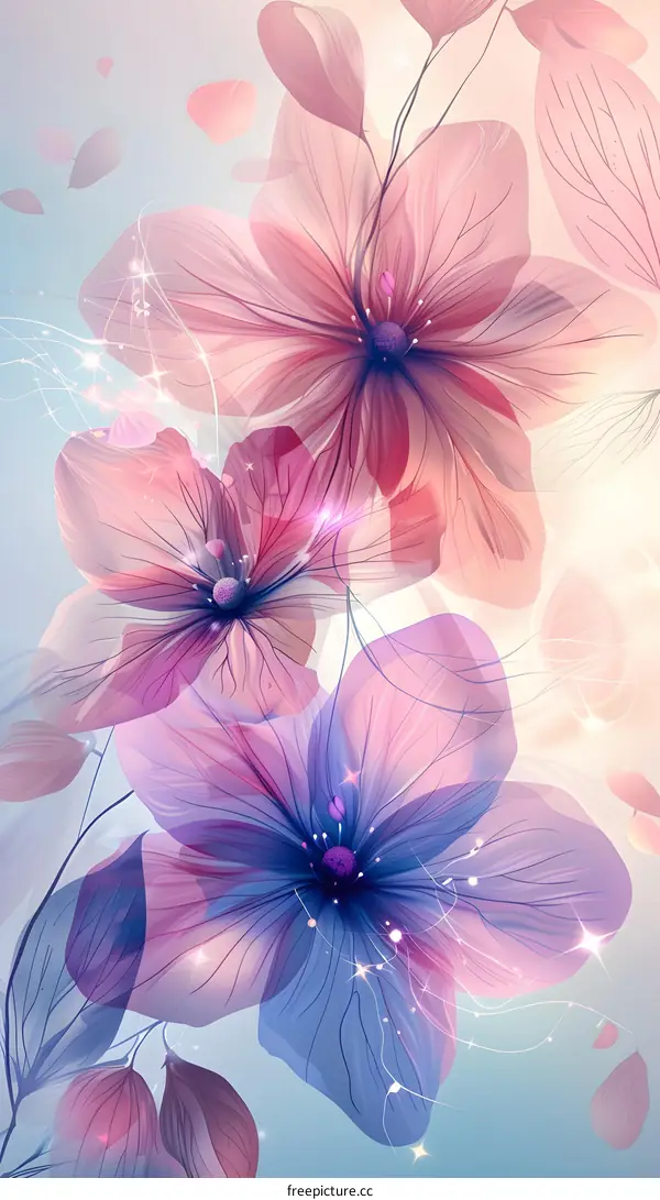 Dreamlike blooming flowers