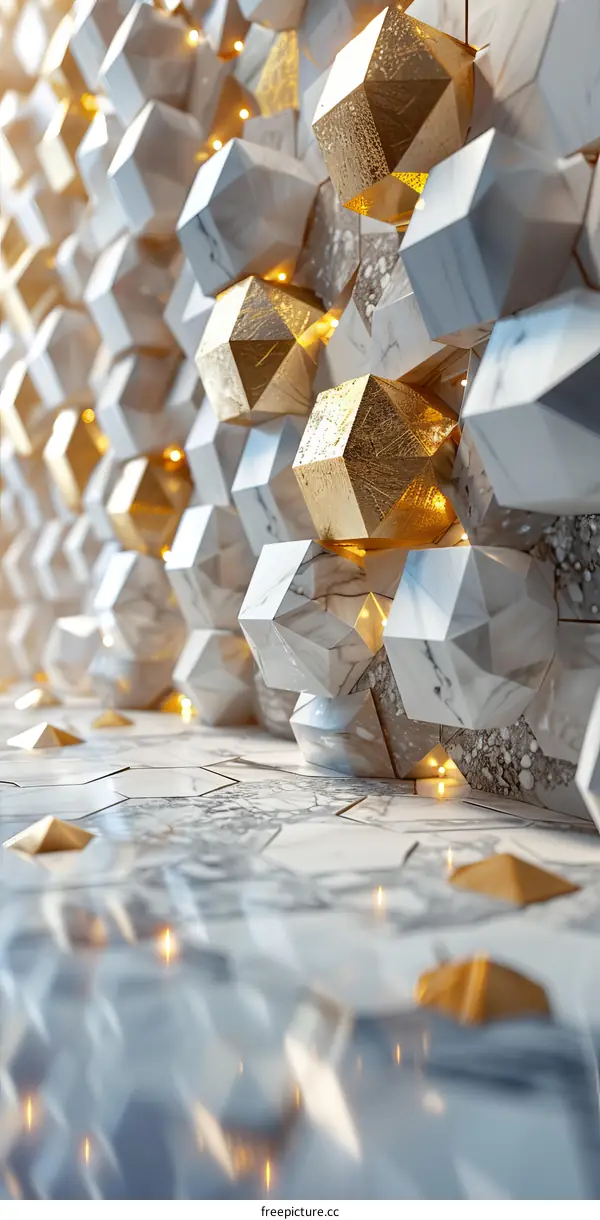 Abstract Geometric Marble Wall Design