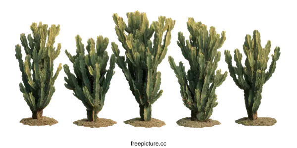 [Transparent Background PNG]Group of  Euphorbia Plants Illustration