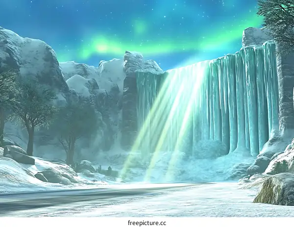 Winter Wonderland Frozen Waterfall Landscape