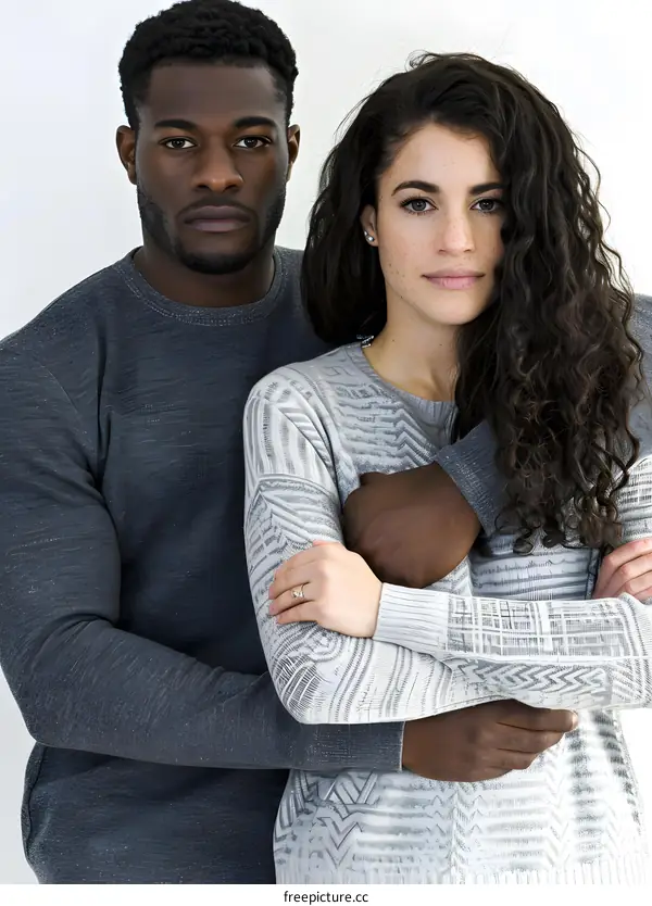 Couple Embracing In A Studio