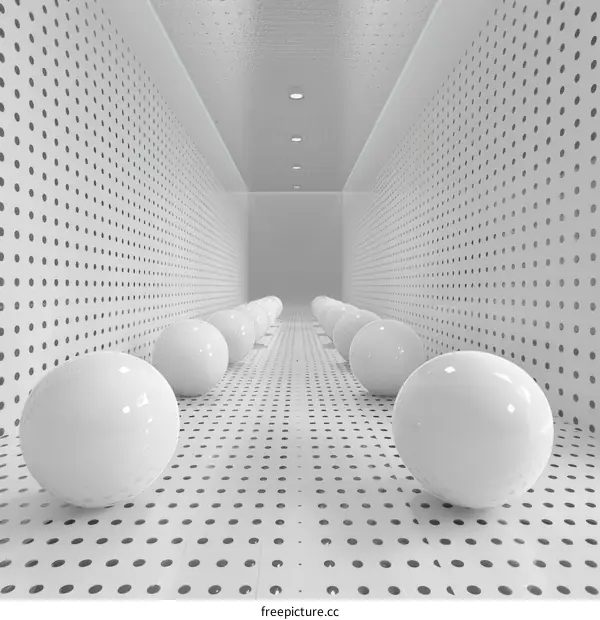Futuristic White Room With Spheres