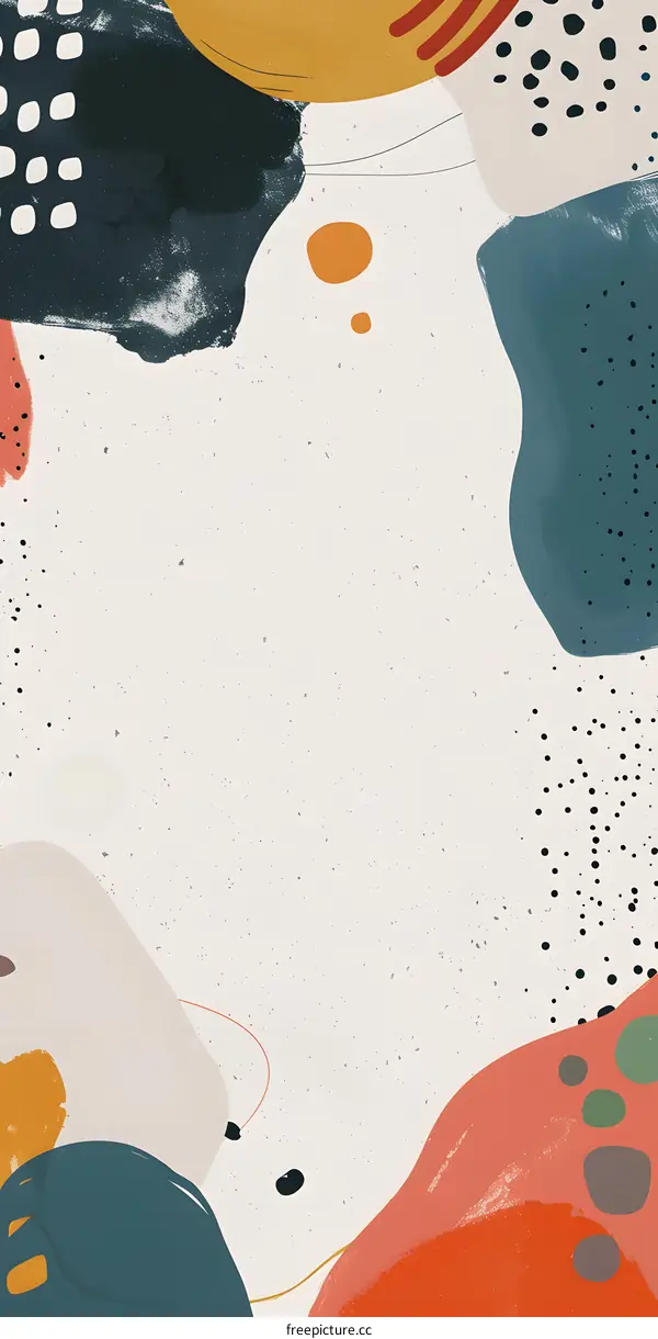 Abstract Watercolor Background with Colorful Shapes and Dots