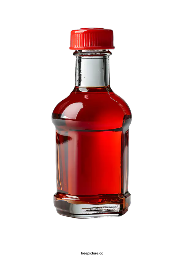 [Transparent Background PNG]Small red glass bottle with red cap