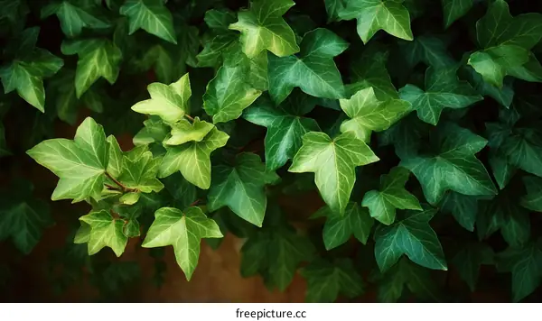 Close-up View of Lush Green Ivy Leaves