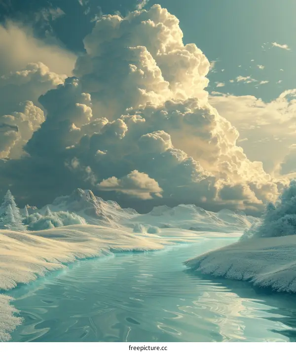 Winter Wonderland Scenic Landscape Illustration