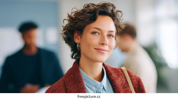 Confident Caucasian Woman in Business Setting