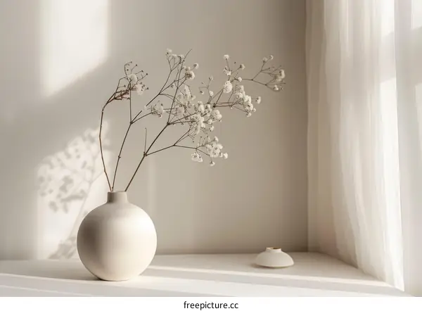 Dried flowers in a vase by the window