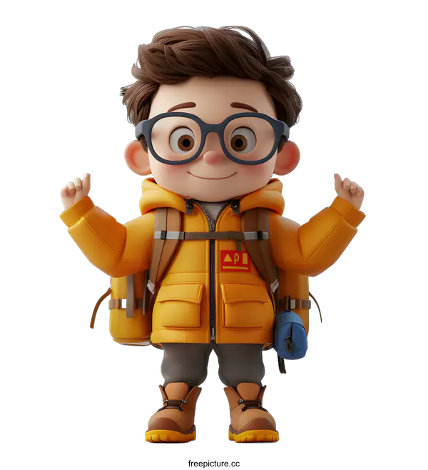 [Transparent Background PNG]Cartoon boy ready for adventure