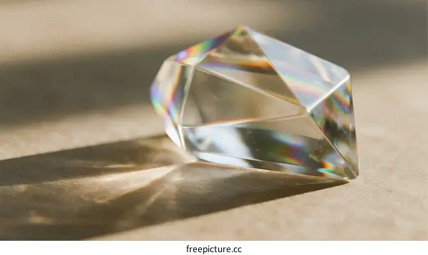 Clear Polygon Crystal Prism with Rainbow Light Refraction