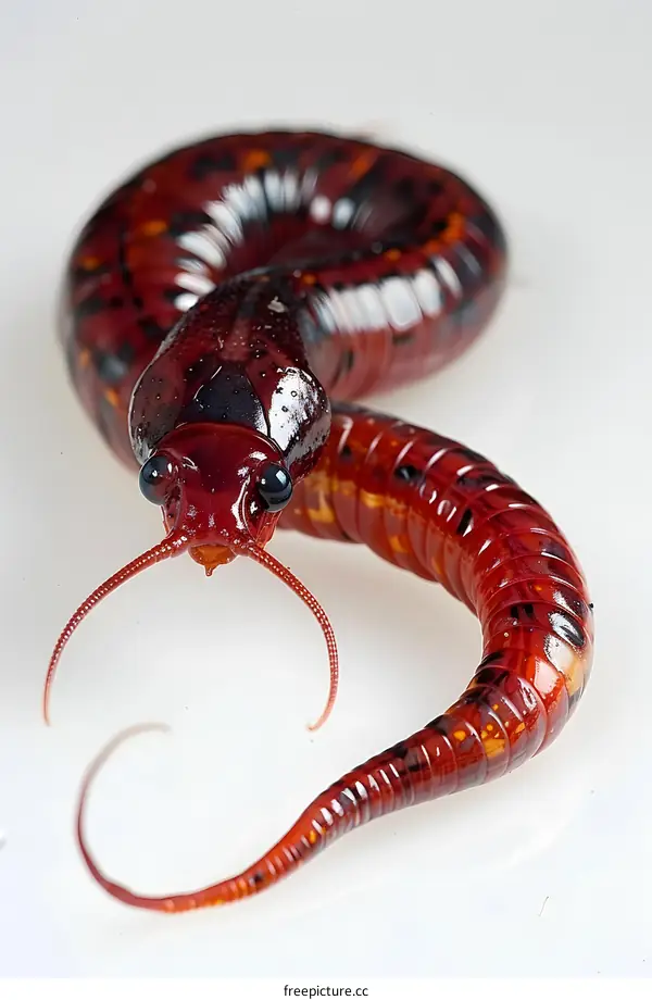 Red Millipede Curled Up