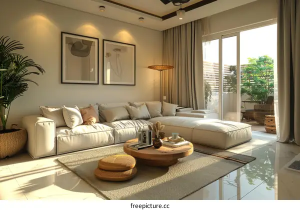 Bright and Airy Living Room Opening to Terrace