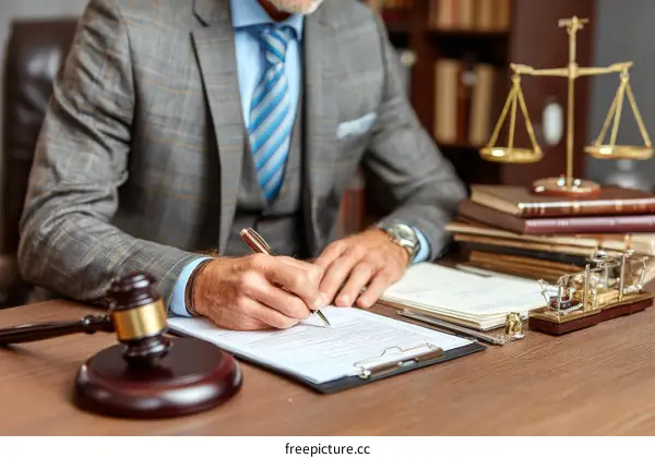 Senior Lawyer Signing Legal Document