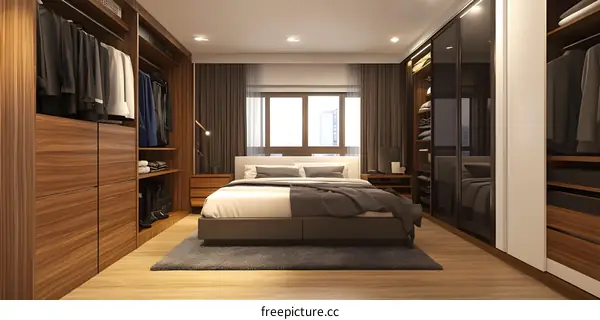 Modern Minimalist Bedroom Design with Walk in Closet