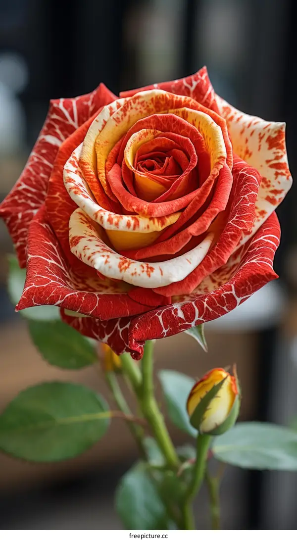 single red orange white rose