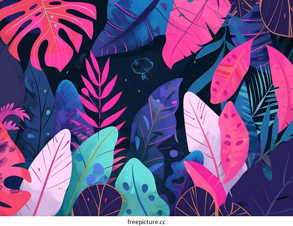 Vibrant Tropical Leaves Design