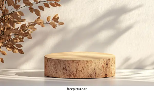 Wooden Display Podium with Natural Dried Branches