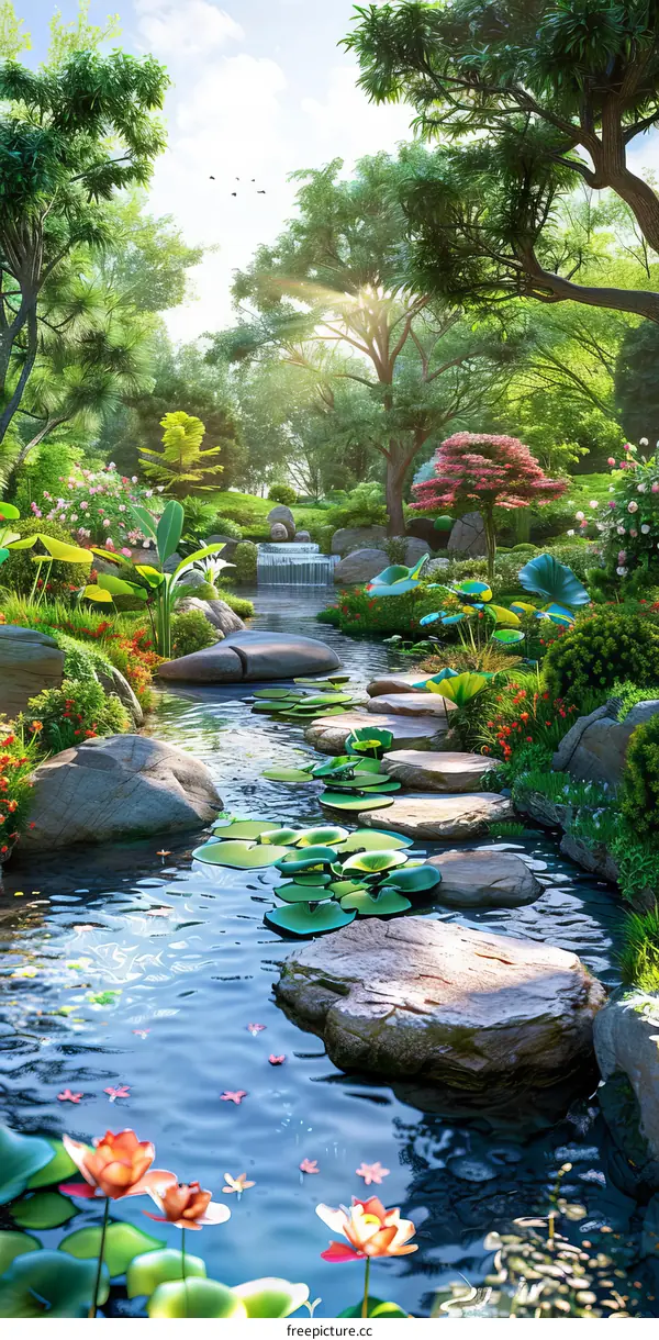 Japanese Garden Waterfall