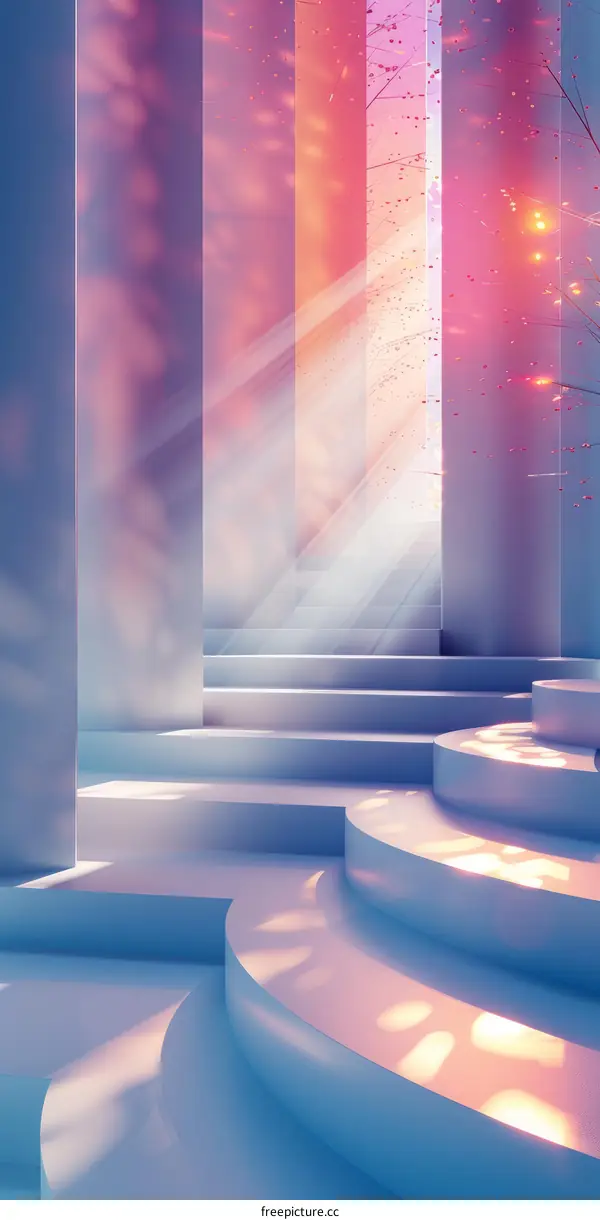 Pink and Blue Surreal Staircase