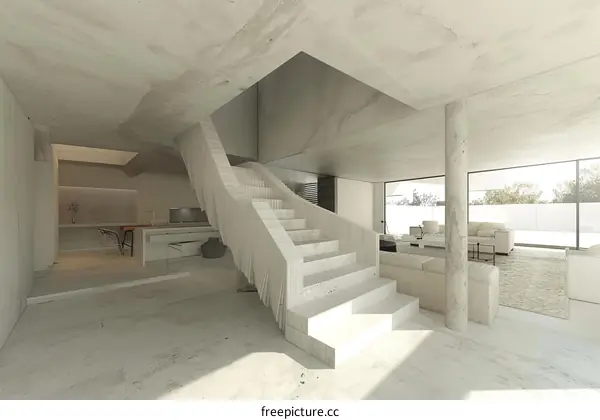 3D rendering of a modern house interior