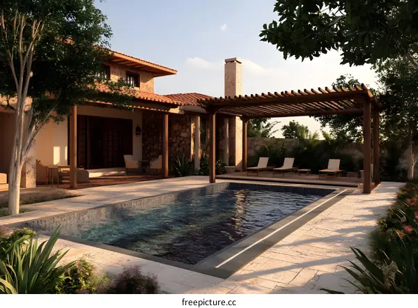 Modern Luxury Villa with Swimming Pool and Pergola