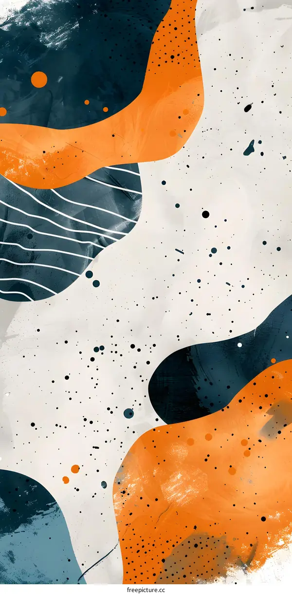 Abstract Art Painting with Orange and Blue Color