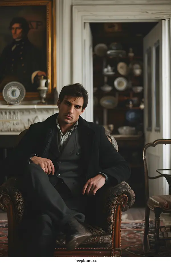 A man is sitting in a chair in a room.