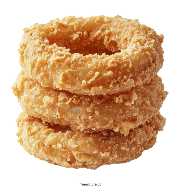 [Transparent Background PNG]Crispy Fried Onion Rings Stacked
