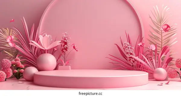 Pink Floral Display Podium