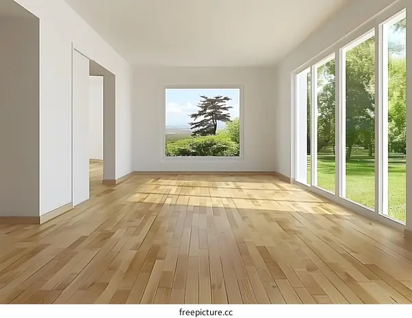 Empty Room with Large Windows and a View