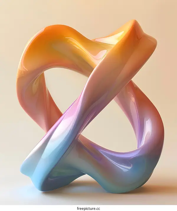 Abstract Gradient Colored 3D Render of a Twisted Shape