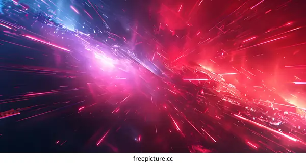 Abstract Neon Lights Background with Pink and Blue Light Streaks