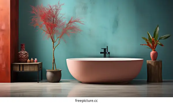 Luxury bathroom interior with coral tree