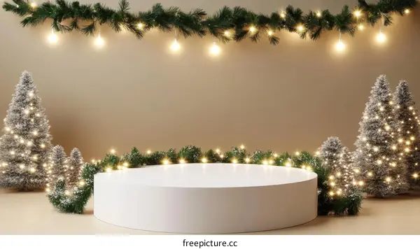Christmas Scene with White Pedestal