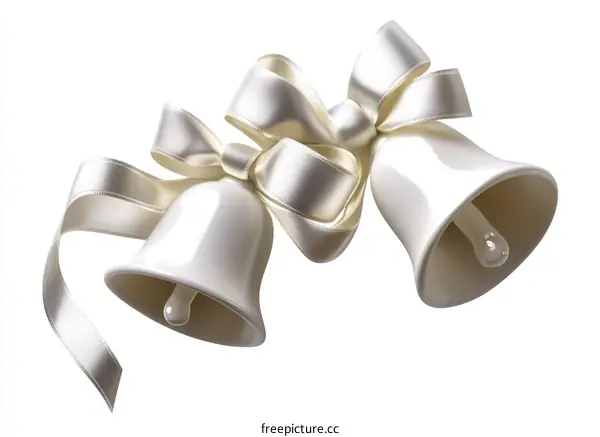 Elegant Wedding Bells with Satin Ribbons